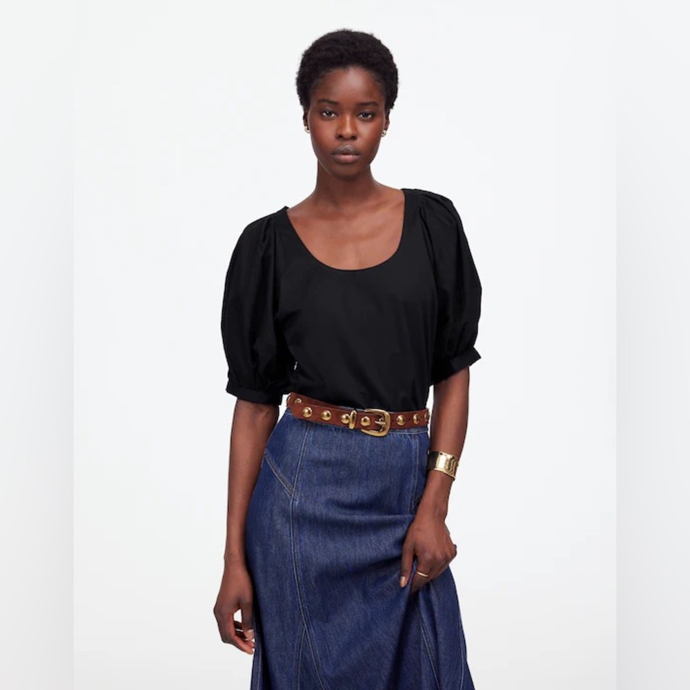 NWT Madewell puff sleeve relaxed top black size XS
